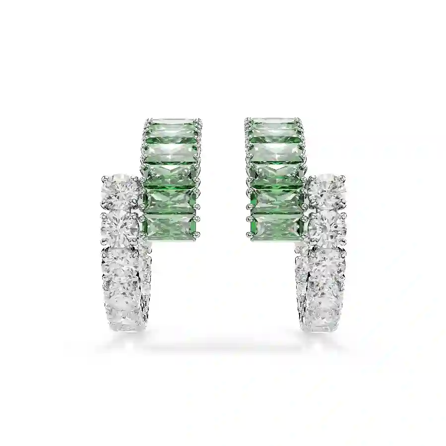 Resim Matrix halka küpeler, Karışık kesimler, Yeşil, Rodyum kaplama