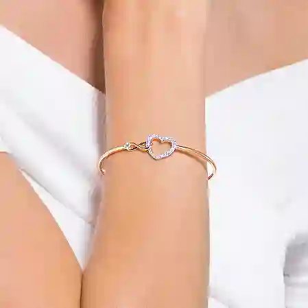 Resim Swarovski Infinity Bileklik, Sonsuzluk ve kalp, Beyaz, Karışık metal yüzey