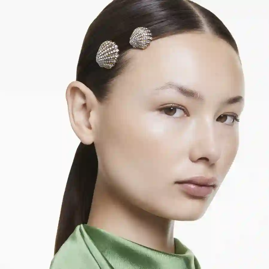 Resim Idyllia Saç İğnesi, Set (2), Deniz Kabuğu, Beyaz, Karışık metal yüzey