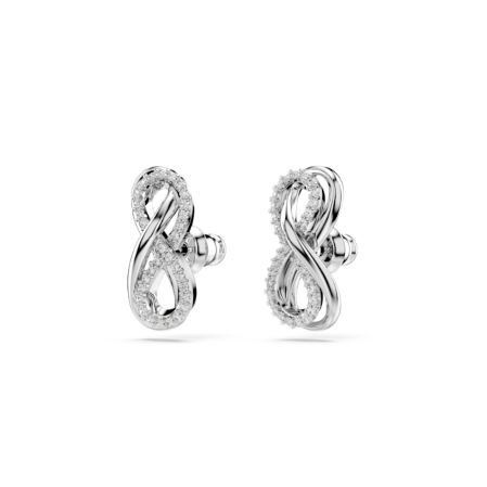 Resim Hyperbola düğme Küpeler, Infinity, Beyaz, Rodyum kaplama