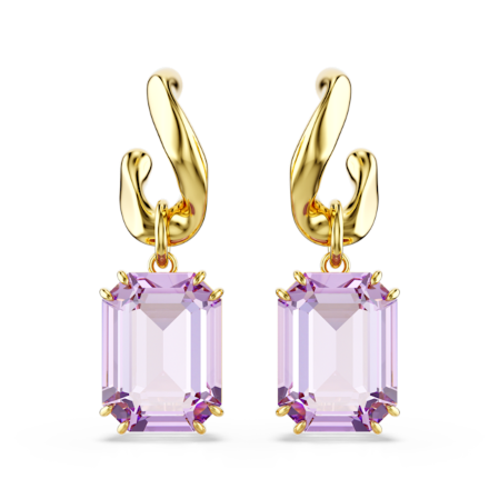 Resim Millenia damla küpeler, Sekizgen kesim, Mor, Altın rengi kaplama