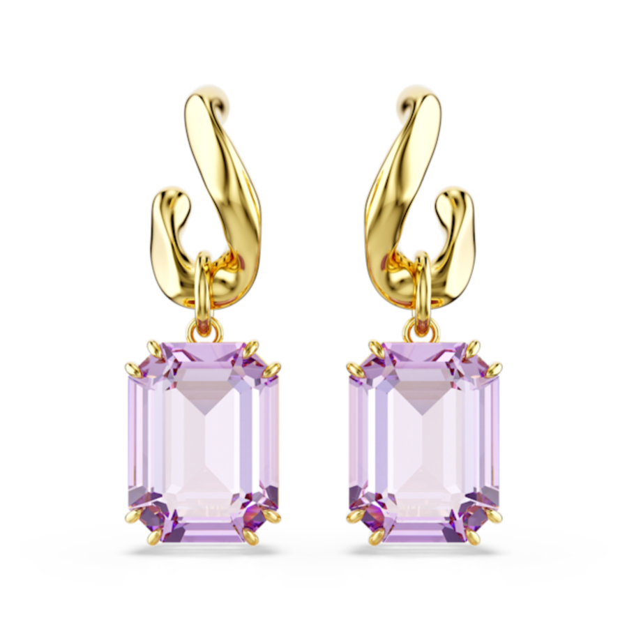 Resim Millenia damla küpeler, Sekizgen kesim, Mor, Altın rengi kaplama