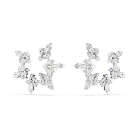 Resim Idyllia Klipsli Küpeler, Karışık kesimler, Kar tanesi, Beyaz, Rodyum kaplama