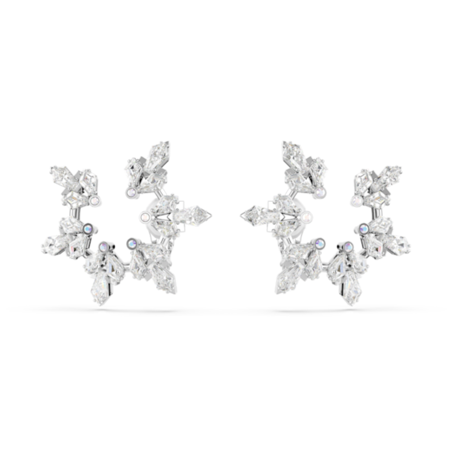 Resim Idyllia Klipsli Küpeler, Karışık kesimler, Kar tanesi, Beyaz, Rodyum kaplama