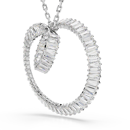 Resim Matrix Kolye, Baget kesim, Beyaz, Rodyum kaplama