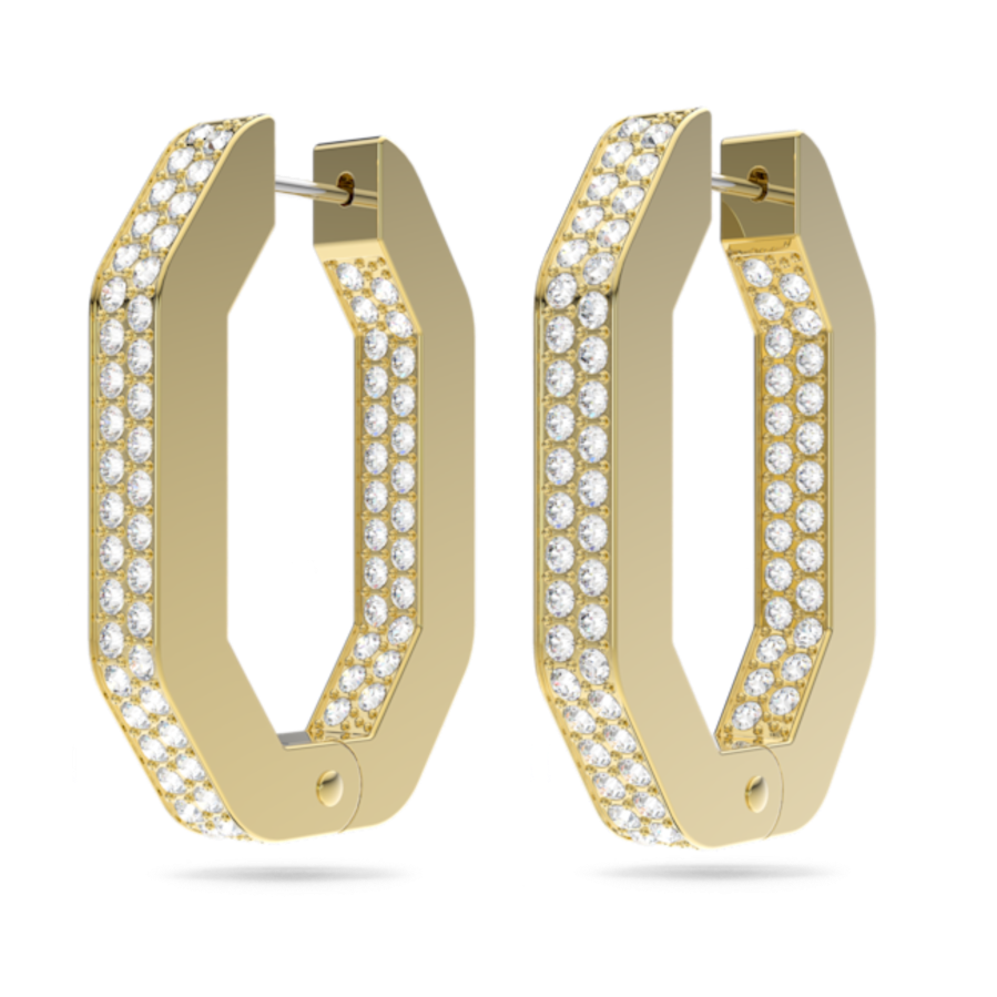 Resim Dextera halka küpeler, Sekizgen şekil, Orta, Beyaz, Altın rengi kaplama