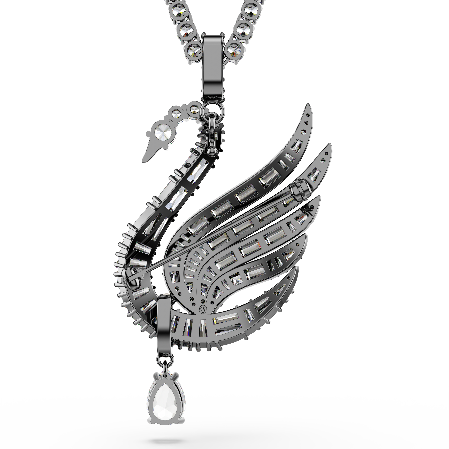 Resim Swan Vienna Kolye ve broş, Kuğu, Beyaz, Rutenyum kaplama