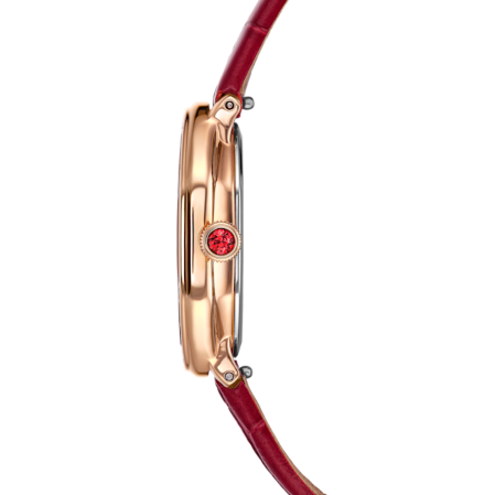 Resim Dextera Octagon Saat, İsviçre Üretimi, Deri kayış, Kırmızı, Pembe altın rengi yüzey