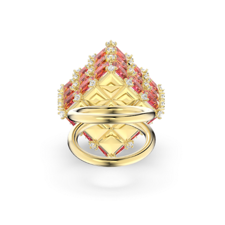 Resim Curiosa Kokteyl Yüzüğü, Kare kesim, Turuncu, Altın rengi kaplama