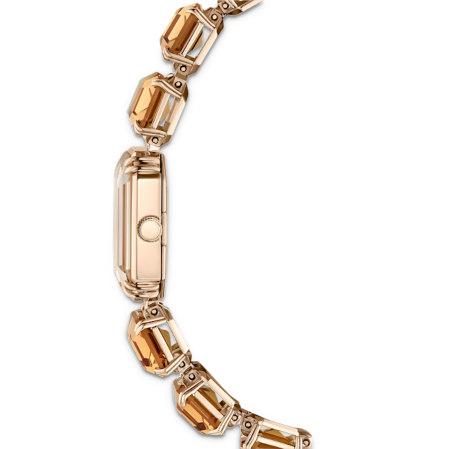 Resim Saat, Sekizgen kesim bileklik, Kahverengi, Şampanya altın rengi yüzey