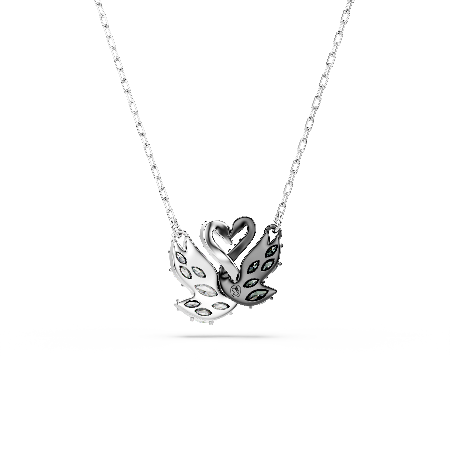 Resim Swan Kolye, Kuğu, Siyah, Karışık metal yüzey