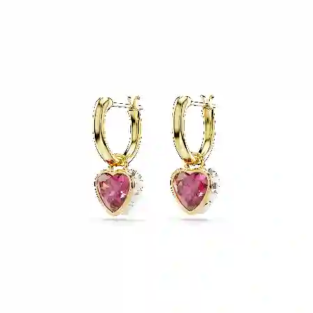 Resim Chroma damla küpeler, Kalp, Kırmızı, Altın rengi kaplama