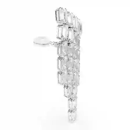 Resim Millenia Klipsli Küpeler, Sekizgen kesim, Avize, Beyaz, Rodyum kaplama