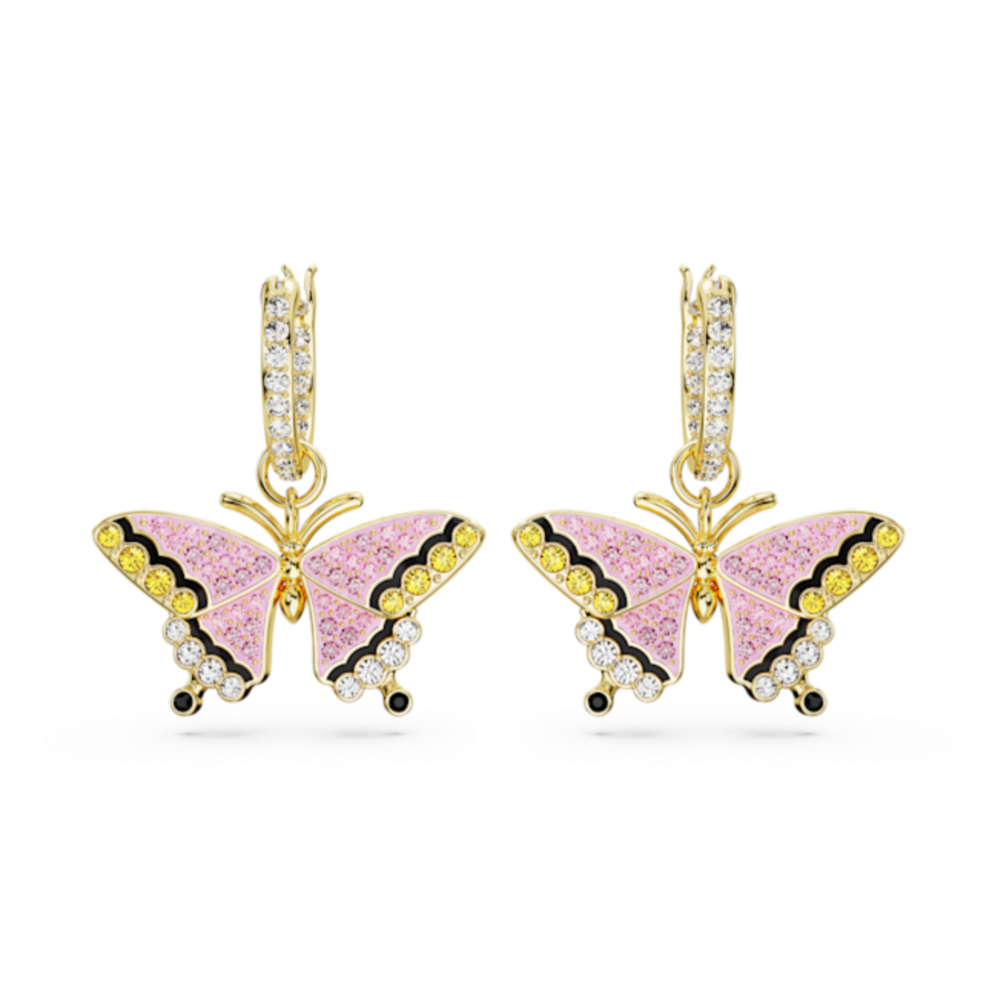 Resim Idyllia damla küpeler, Kelebek, Çok renkli, Altın rengi kaplama