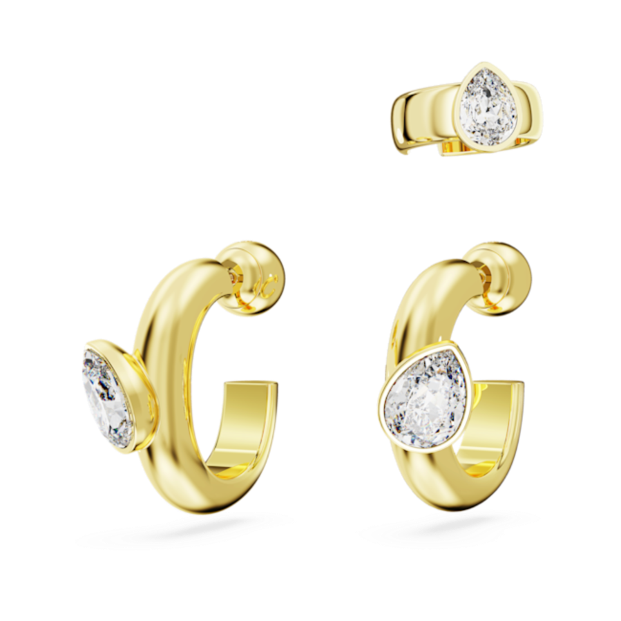 Resim Imber Kelepçeli halka küpeler, Set (3), Armut kesim, Beyaz, Altın rengi kaplama