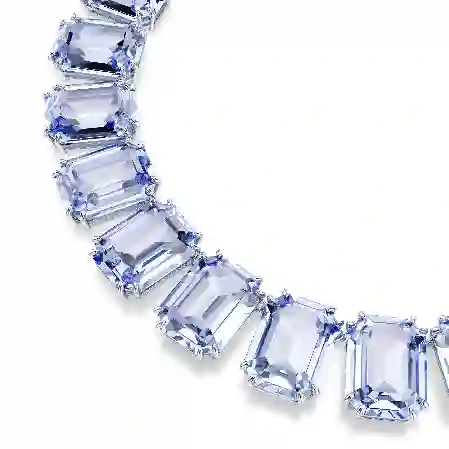 Resim Millenia Tennis kolye, Büyük kristaller, Sekizgen kesim, Mavi, Rodyum kaplama