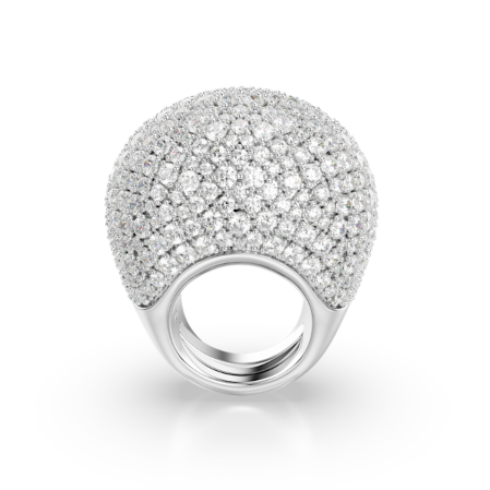 Resim Sublima Kokteyl Yüzüğü, Büyük, Beyaz, Rodyum kaplama