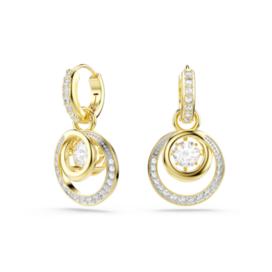 Resim Hyperbola damla küpeler, Yuvarlak kesim, Beyaz, Altın rengi kaplama