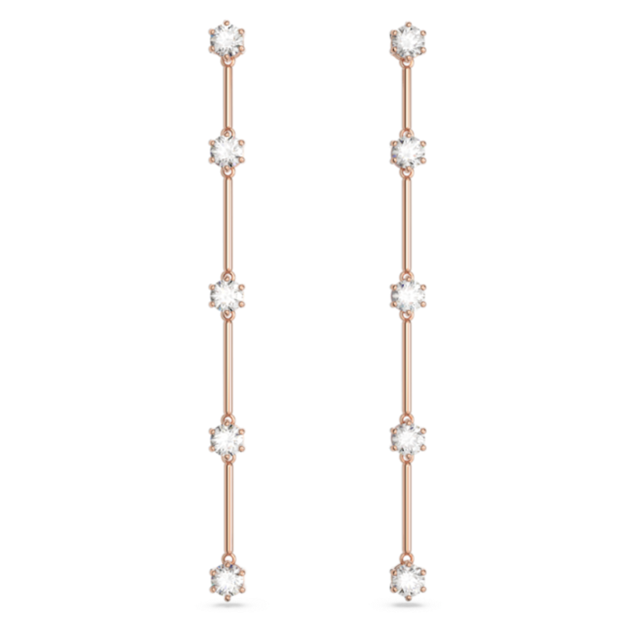 Resim Constella damla küpeler, Yuvarlak kesim, Beyaz, Pembe altın rengi kaplama