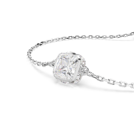 Resim Birthstone Bileklik, Kare kesim, Nisan, Beyaz, Rodyum kaplama