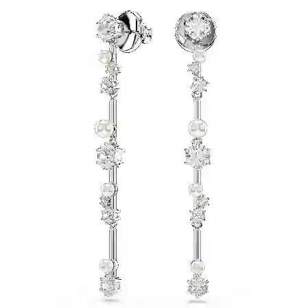 Resim Constella damla küpeler, Kristal inci, Yuvarlak kesimler, Beyaz, Rodyum kaplama