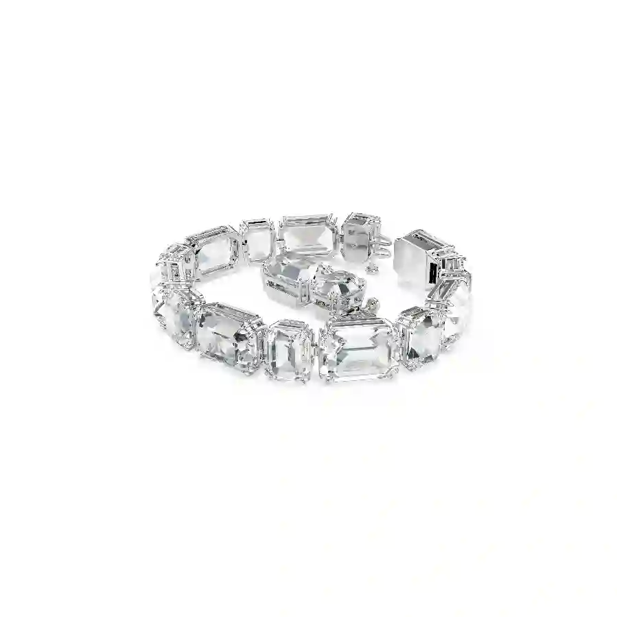 Resim Millenia Tennis bileklik, Sekizgen kesim, Beyaz, Rodyum kaplama