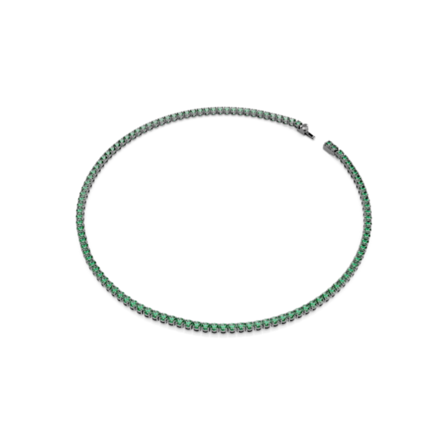 Resim Matrix Tennis kolye, Yuvarlak kesim, Yeşil, Rutenyum kaplama