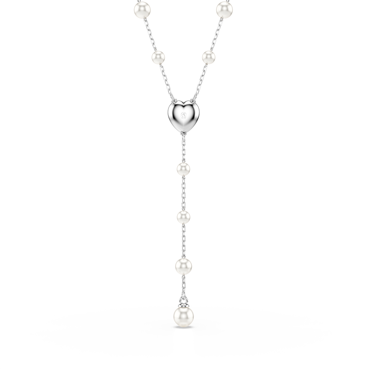 Resim Ariana Grande x Swarovski Y-Kolye, Karışık kesimler, Kristal inci, Kalp, Beyaz, Rodyum kaplama