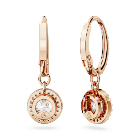 Resim Constella damla küpeler, Yuvarlak kesim, Pavé, Beyaz, Pembe altın rengi kaplama