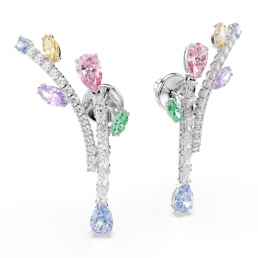 Resim Ariana Grande x Swarovski damla küpeler, Karışık kesimler, Çok renkli, Rodyum kaplama