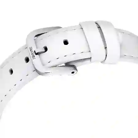 Resim Crystalline lustre Saat, İsviçre Üretimi, Deri kayış, Beyaz, Paslanmaz çelik