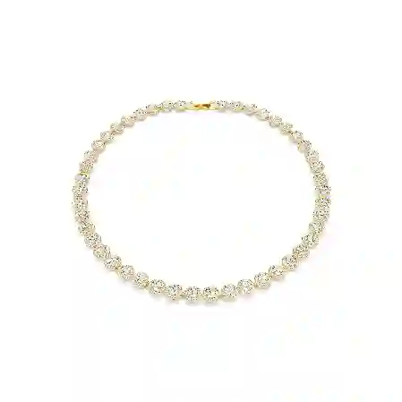 Resim Una Angelic Tennis kolye, Yuvarlak kesim, Beyaz, Altın rengi kaplama