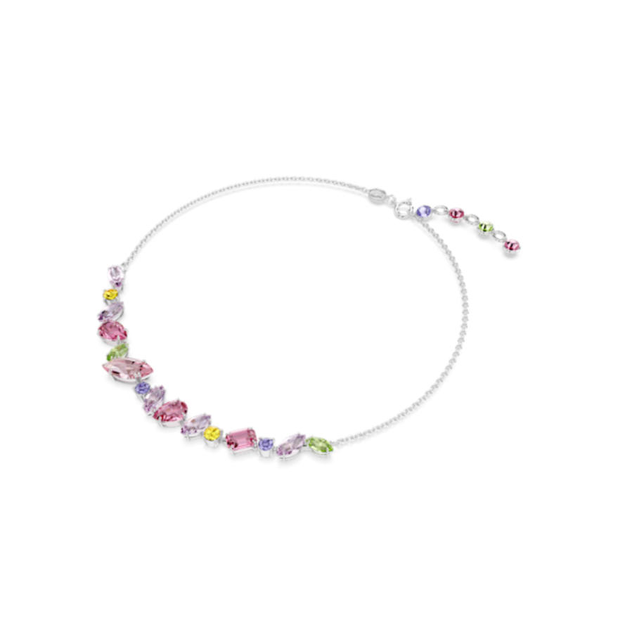 Resim Gema Kolye, Karışık kesimler, Çok renkli, Rodyum kaplama