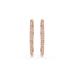 Resim Stone halka küpeler, Pavé, Büyük, Beyaz, Pembe altın rengi kaplama