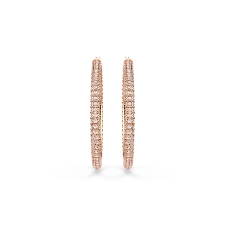 Resim Stone halka küpeler, Pavé, Büyük, Beyaz, Pembe altın rengi kaplama