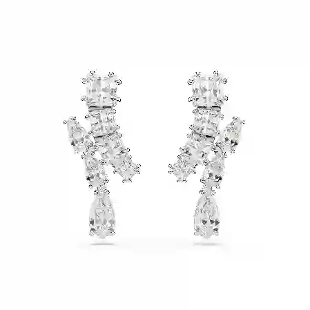 Resim Matrix damla küpeler, Karışık kesimler, Beyaz, Rodyum kaplama