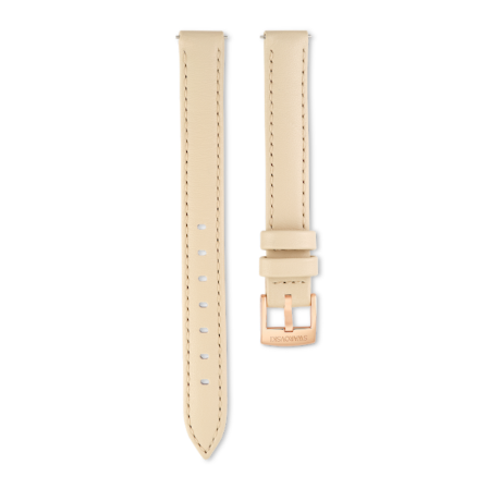 Resim Saat kordonu, 12mm. (0.47 inç) genişlik, Deri, Bej, Pembe altın rengi yüzey