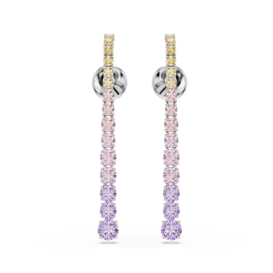 Resim Matrix damla küpeler, Yuvarlak kesimlerin renk geçişleri, Çok renkli, Rodyum kaplama