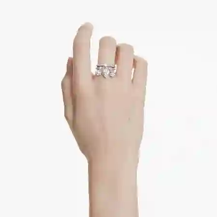 Resim Dextera Yüzük, Set (2), Küre ve küp, Beyaz, Rodyum kaplama