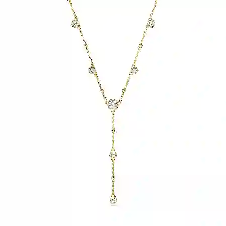 Resim Imber Y-Kolye, Yuvarlak kesim, Beyaz, Altın rengi kaplama