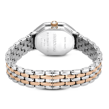 Resim Dextera Octagon Saat, İsviçre Üretimi, Metal bileklik, Gümüş Rengi, Pembe altın rengi yüzey