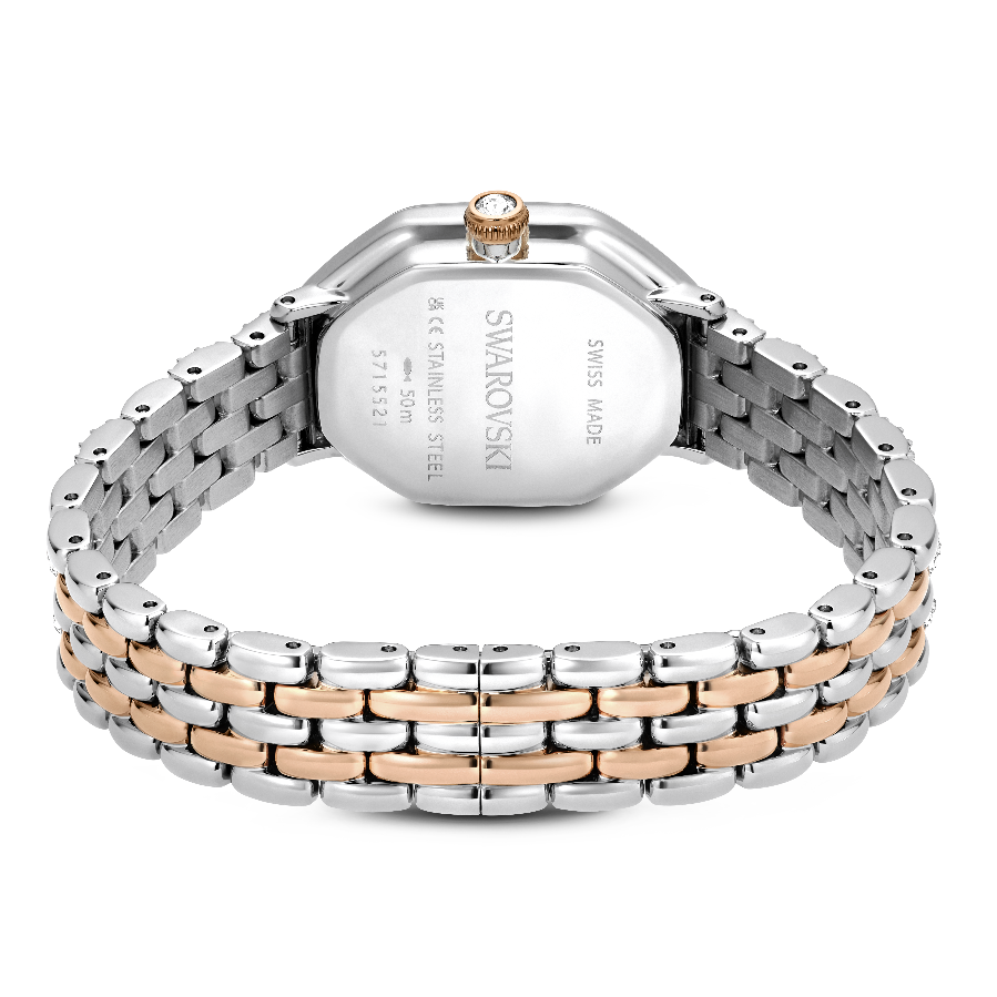 Resim Dextera Octagon Saat, İsviçre Üretimi, Metal bileklik, Gümüş Rengi, Pembe altın rengi yüzey