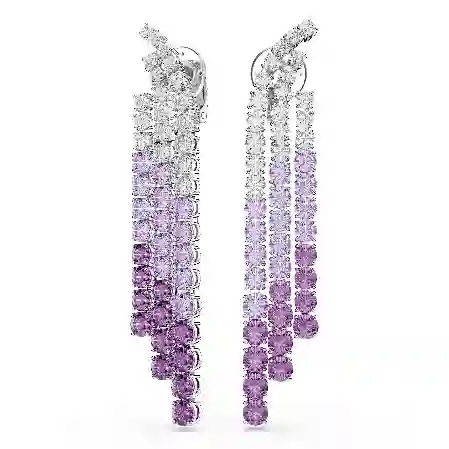 Resim Matrix Klipsli Küpeler, Renk geçişli, Yuvarlak kesimler, Mor, Rodyum kaplama