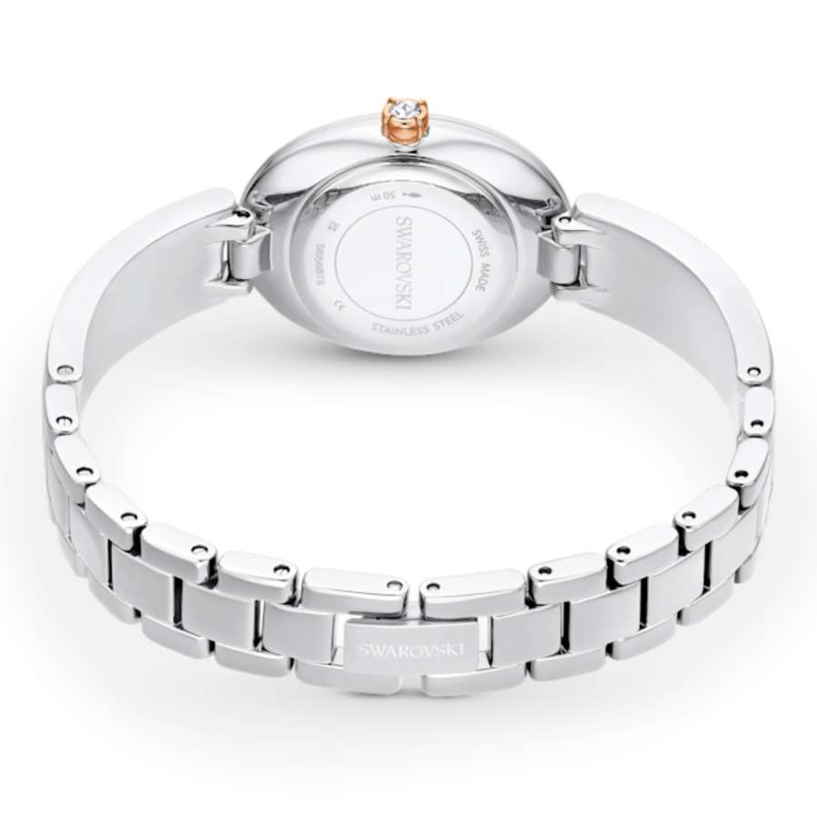 Resim Crystal Rock oval Saat, İsviçre Üretimi, Kristal bileklik, Beyaz, Paslanmaz çelik