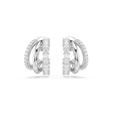 Resim Hyperbola halka küpeler, Yuvarlak kesim, Mini, Beyaz, Rodyum kaplama