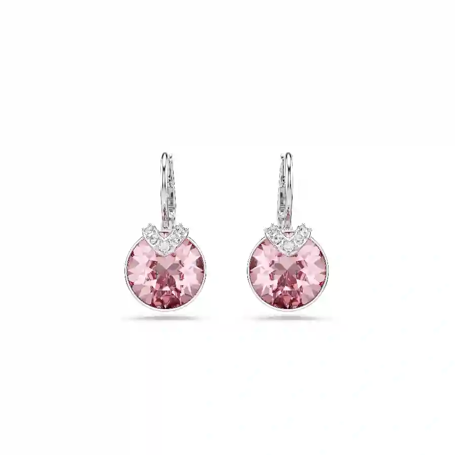 Resim Bella V damla küpeler, Yuvarlak kesim, Pembe, Rodyum kaplama