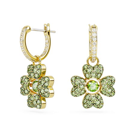 Resim Idyllia damla küpeler, Yonca, Yeşil, Altın rengi kaplama