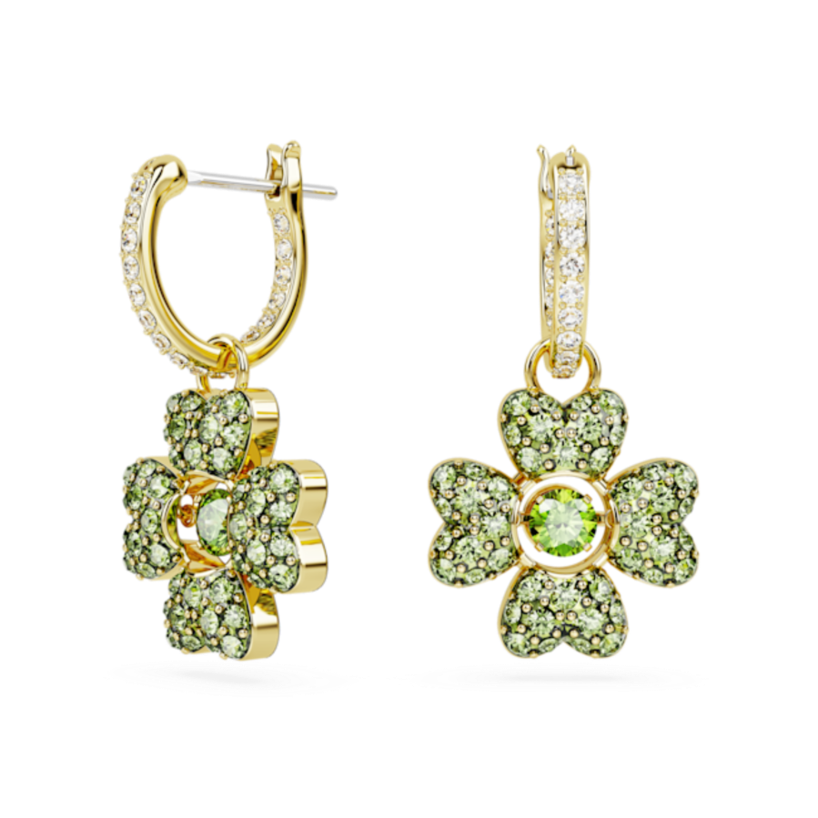 Resim Idyllia damla küpeler, Yonca, Yeşil, Altın rengi kaplama