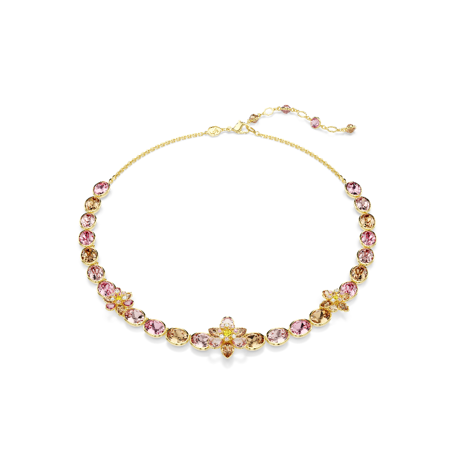 Resim Idyllia Kolye, Karışık kesimler, Çiçek, Çok renkli, Altın rengi kaplama