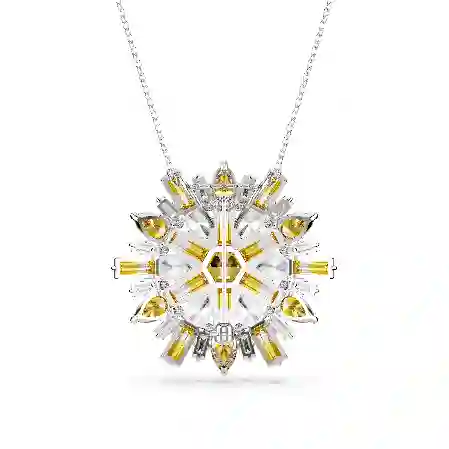 Resim Idyllia Kolye ve broş, Karışık kesimler, Çiçek, Uzun, Sarı, Rodyum kaplama